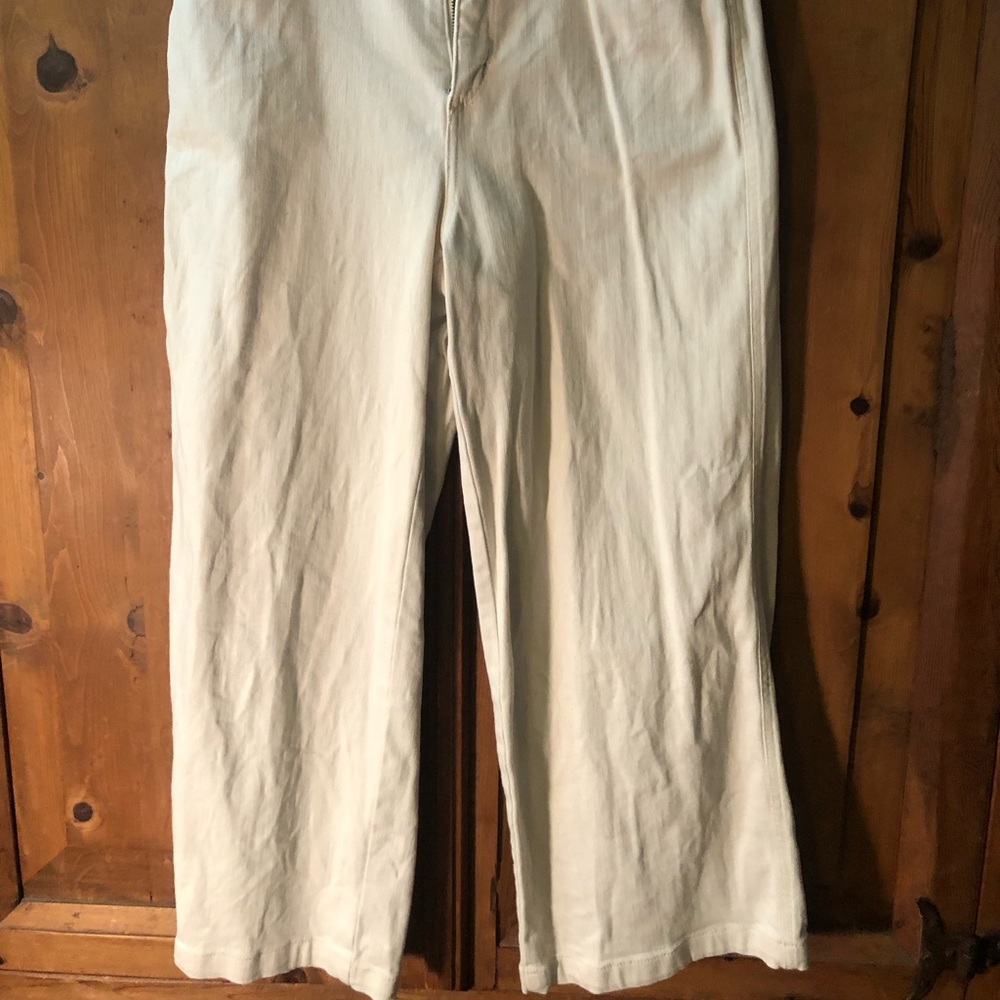 Cream Wide-leg cropped Jeans